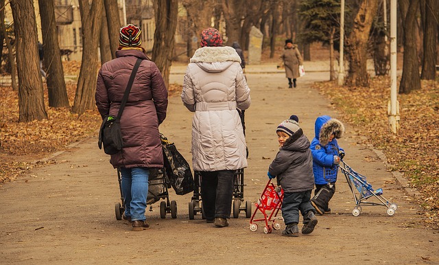 family bonding by taking a walk in the park together