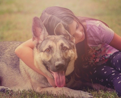 kid and puppy